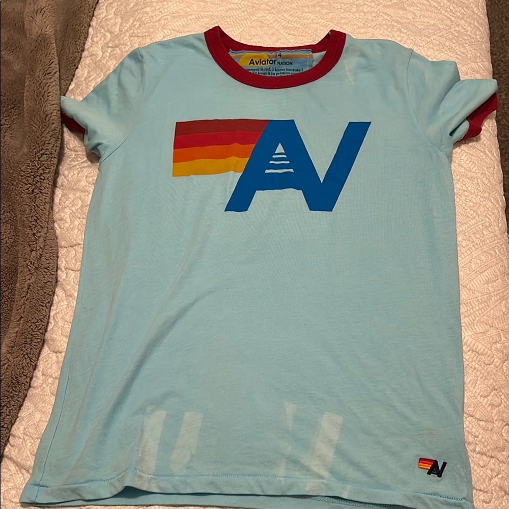 Aviator Nation Blue and Red Retro Graphic Tee